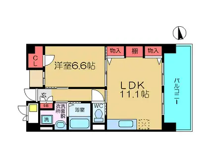 ピュアファースト花園(1LDK/8階)の間取り写真
