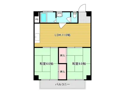 坂本マンション(2LDK/3階)の間取り写真