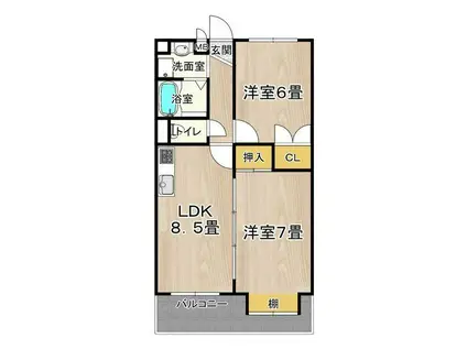 ブランドールMIII(2DK/6階)の間取り写真