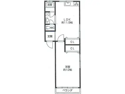 マンションアラスカ(1LDK/2階)の間取り写真