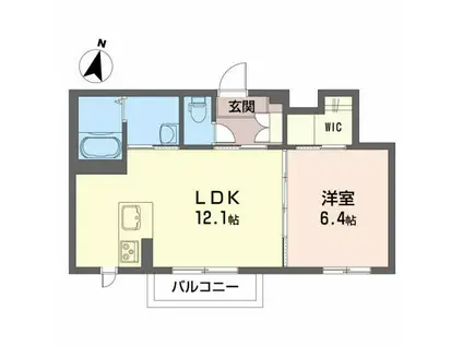 シャーメゾン・ポルト(1LDK/1階)の間取り写真