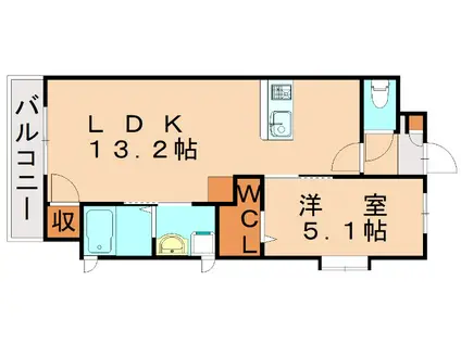 ギャラクシーヴィーラブライト(1LDK/3階)の間取り写真