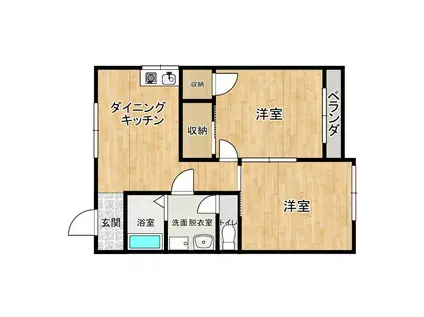 コーポささがせ(2DK/2階)の間取り写真