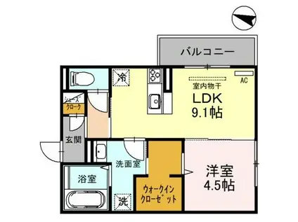 メゾンカリネ(1LDK/3階)の間取り写真