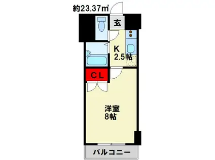 アリビオ八幡(1K/10階)の間取り写真