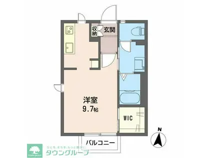 アクシス B棟(ワンルーム/1階)の間取り写真