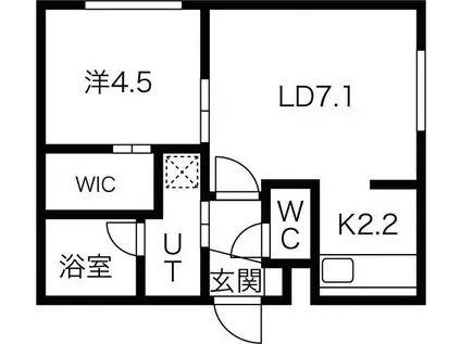 クロスティア南円山(1LDK/3階)の間取り写真