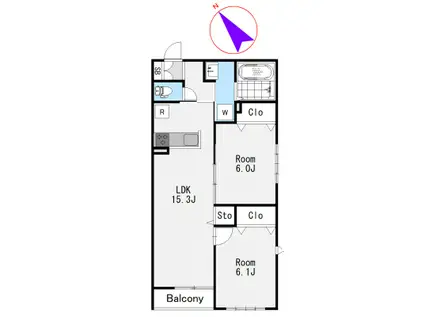 ソレイユ(2LDK/2階)の間取り写真