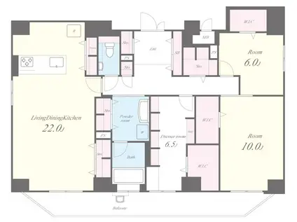ラ・メゾンヴェール上町(2SLDK/7階)の間取り写真