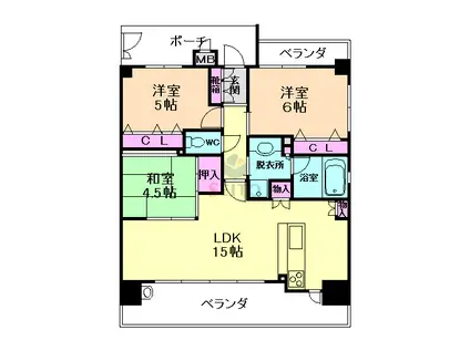 エステムコートクラスシティ(3LDK/6階)の間取り写真