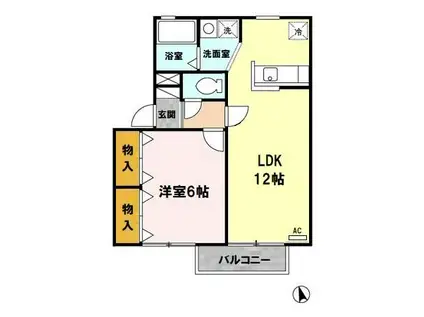 リビングタウン東通IIC(1LDK/1階)の間取り写真