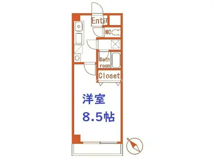 ロイヤル白楽(1K/5階)の間取り写真