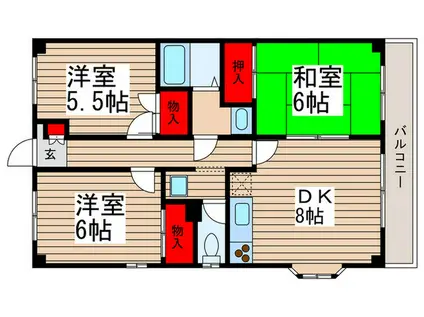 ハートピア3(3DK/3階)の間取り写真