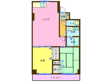 サンクス宝町(2LDK/2階)の間取り写真