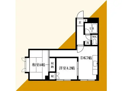 マイキャッスル鶴見I(2DK/1階)の間取り写真