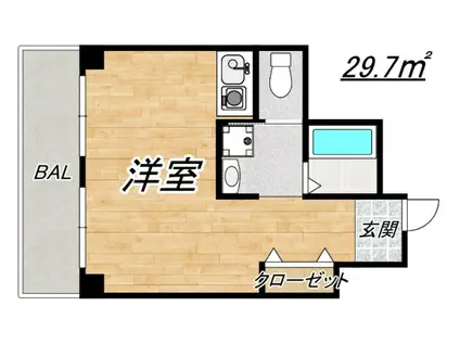 マンション・イン瓦屋町パートI(ワンルーム/3階)の間取り写真