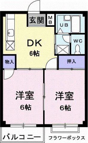 エルディム松本C(2DK/2階)の間取り写真