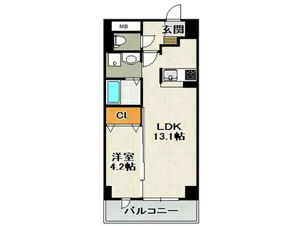 パークサイド宝塚(1LDK/3階)の間取り写真