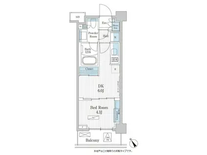 パークアクシス門前仲町テラス(1DK/2階)の間取り写真