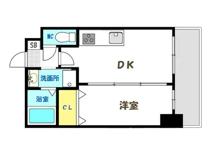 ORIENT BLD NO123(1DK/13階)の間取り写真