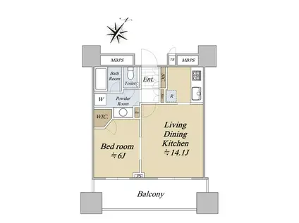 パークコート千代田富士見ザ タワー(1LDK/13階)の間取り写真