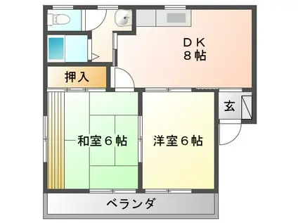 エクセルハイツ(2DK/3階)の間取り写真