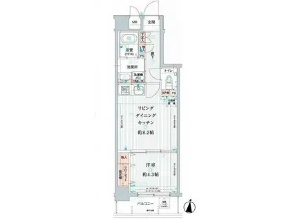 ソルフィエスタ住吉(1LDK/3階)の間取り写真