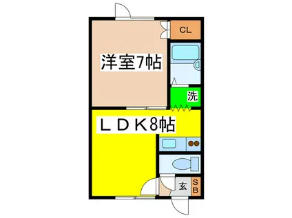 マキシム(1LDK/2階)の間取り写真