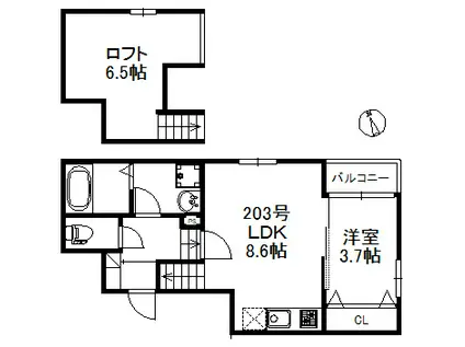 モアメゾン中央公園前(1LDK/2階)の間取り写真