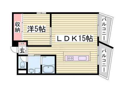 GIULIA須磨浦III(1LDK/2階)の間取り写真