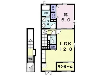 ドルチェヴィータ(1LDK/2階)の間取り写真