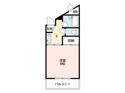 ビューラ山手町(1K/3階)の間取り写真