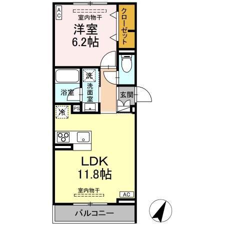 ASSET-COURT立川上砂町5丁目 B棟(1LDK/2階)の間取り写真