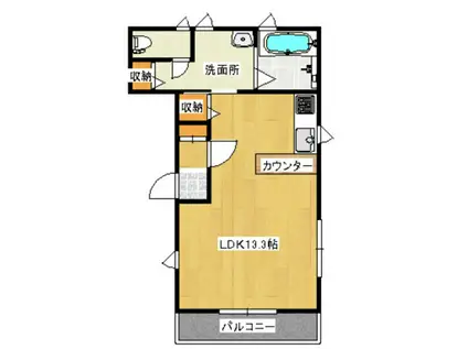 メゾンドフルール2(ワンルーム/2階)の間取り写真