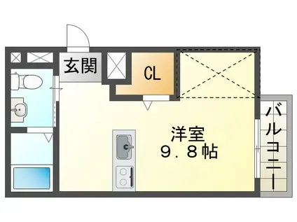 アリスコート明石上ノ丸(ワンルーム/1階)の間取り写真