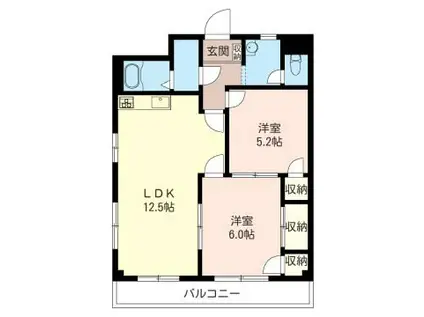 エステート高橋(2LDK/1階)の間取り写真