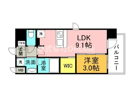 レオンヴァリエ長堀通(1LDK/9階)の間取り写真