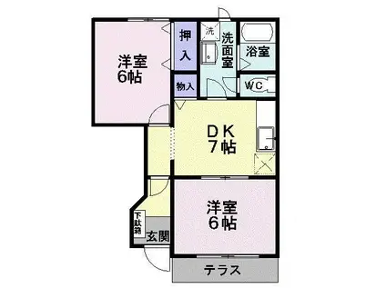 クレスト-ル東山形A(2DK/1階)の間取り写真