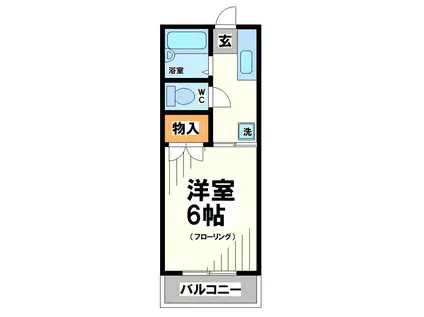 第一シャンポールFUJI(1K/2階)の間取り写真