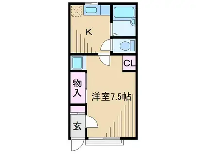 LA.SALA(1K/1階)の間取り写真