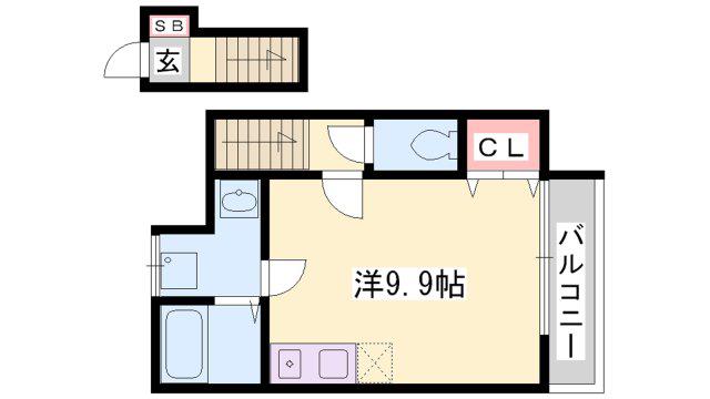 メモアール(ワンルーム/2階)の間取り写真