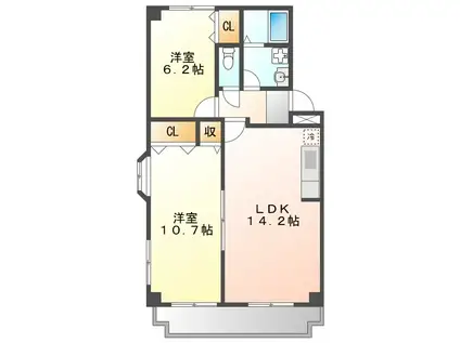 メゾン長良(2LDK/3階)の間取り写真