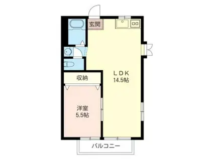ツインコーポユーA(1LDK/2階)の間取り写真