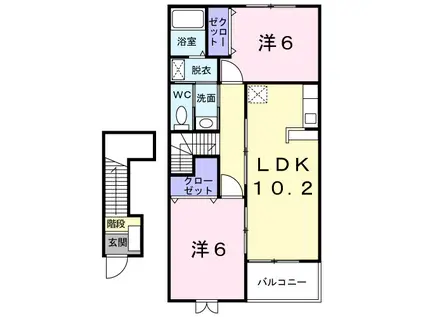 サンライズ(2LDK/2階)の間取り写真