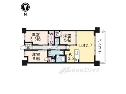 グランアッシュ山科御陵(3LDK/3階)の間取り写真
