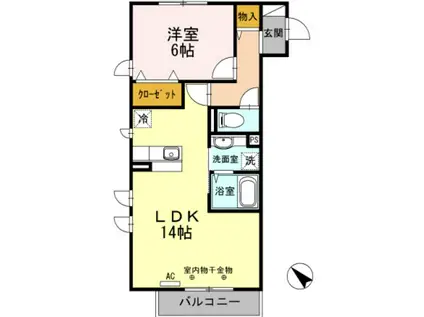 ラフィネ(1LDK/2階)の間取り写真