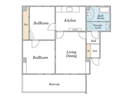 ヒルトップ大芝台(2LDK/3階)の間取り写真