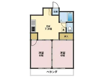 グレスコート佐賀壱番館(2DK/5階)の間取り写真