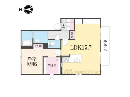 クラスター山田Ⅱ(1LDK/1階)の間取り写真