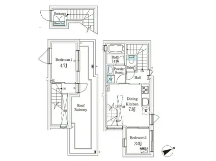 AGRATIO TERRACE 恵比寿 アグレシオテラス恵比寿(2DK/2階)の間取り写真